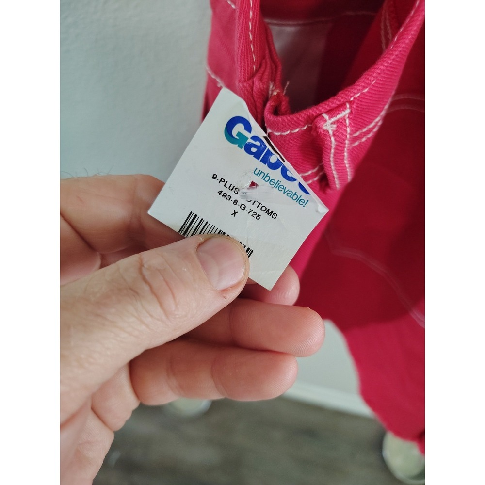 Gabes Red Denim Shortalls White Contrast Stitch Raw Hem Plus Size XXXL 21‎ - Picture 2 of 4